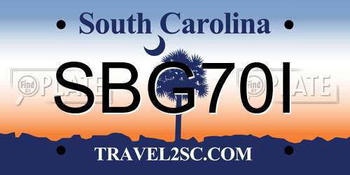 SBG70I South Carolina License Plate