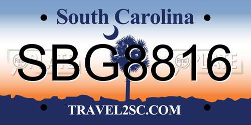 SBG8816 South Carolina License Plate