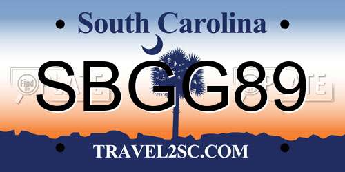 SBGG89 South Carolina License Plate
