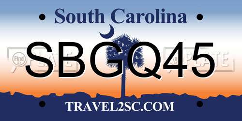 SBGQ45 South Carolina License Plate