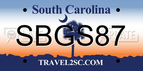 SBGS87 South Carolina License Plate