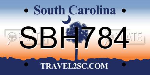 SBH784 South Carolina License Plate