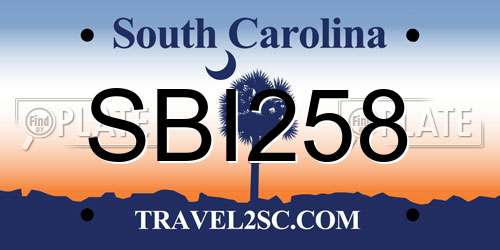 SBI258 South Carolina License Plate