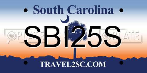 SBI25S South Carolina License Plate