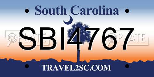 SBI4767 South Carolina License Plate