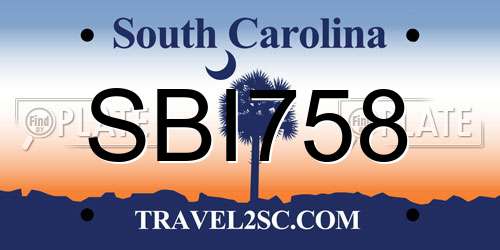 SBI758 South Carolina License Plate