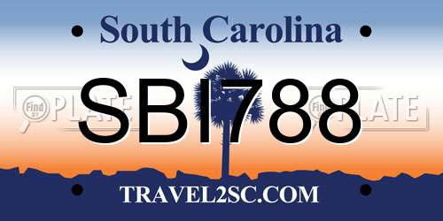 SBI788 South Carolina License Plate
