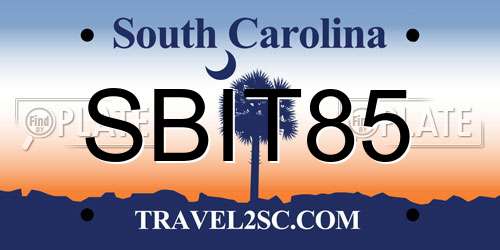 SBIT85 South Carolina License Plate