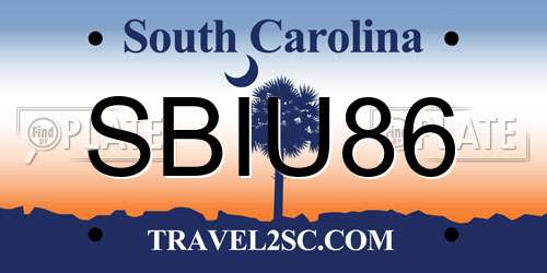 SBIU86 South Carolina License Plate