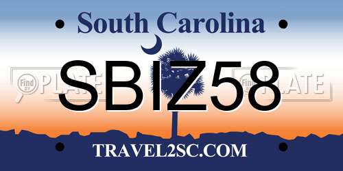 SBIZ58 South Carolina License Plate