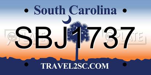 SBJ1737 South Carolina License Plate