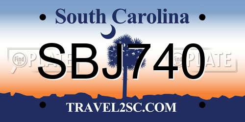 SBJ740 South Carolina License Plate