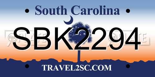 SBK2294 South Carolina License Plate