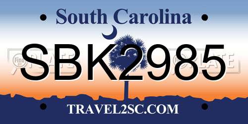 SBK2985 South Carolina License Plate