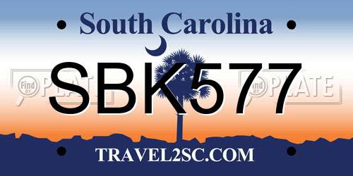 SBK577 South Carolina License Plate