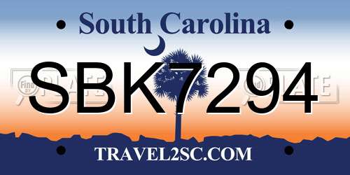 SBK7294 South Carolina License Plate