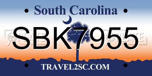 SBK7955 South Carolina License Plate