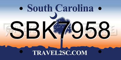 SBK7958 South Carolina License Plate