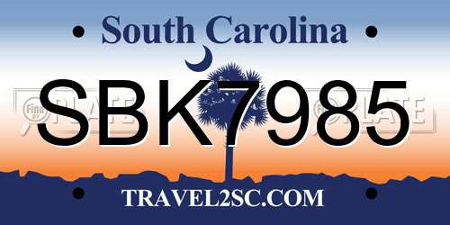 SBK7985 South Carolina License Plate