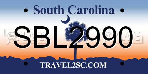 SBL2990 South Carolina License Plate