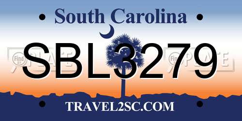 SBL3279 South Carolina License Plate