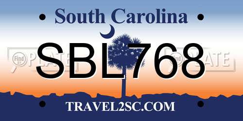 SBL768 South Carolina License Plate