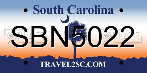 SBN5022 South Carolina License Plate