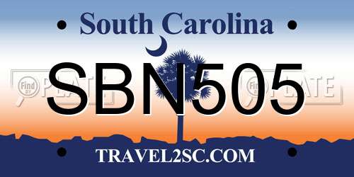 SBN505 South Carolina License Plate
