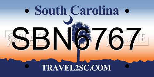 SBN6767 South Carolina License Plate