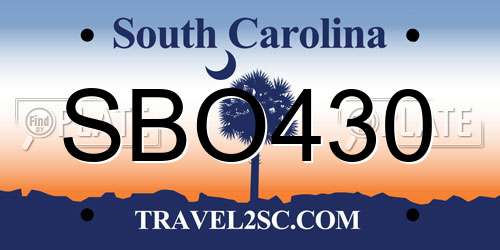 SBO430 South Carolina License Plate
