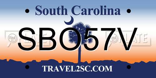 SBO57V South Carolina License Plate