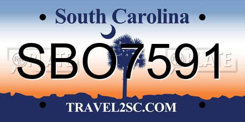 SBO7591 South Carolina License Plate