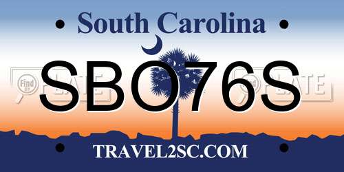 SBO76S South Carolina License Plate