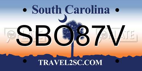 SBO87V South Carolina License Plate