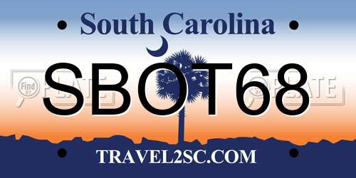 SBOT68 South Carolina License Plate