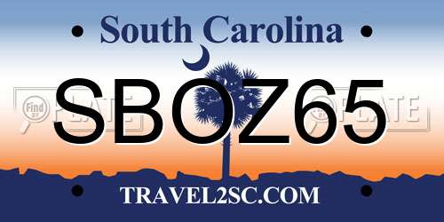SBOZ65 South Carolina License Plate
