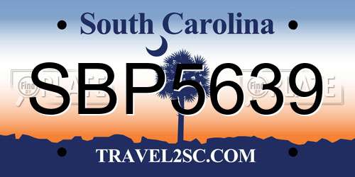 SBP5639 South Carolina License Plate