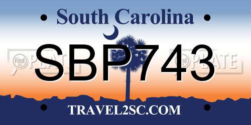SBP743 South Carolina License Plate