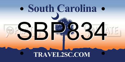 SBP834 South Carolina License Plate