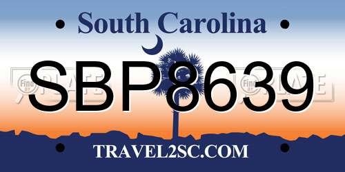 SBP8639 South Carolina License Plate