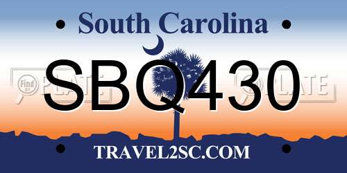 SBQ430 South Carolina License Plate