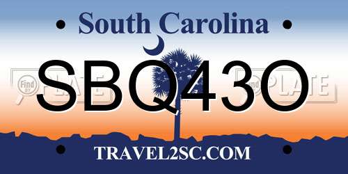 SBQ43O South Carolina License Plate