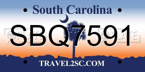 SBQ7591 South Carolina License Plate