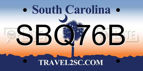 SBQ76B South Carolina License Plate