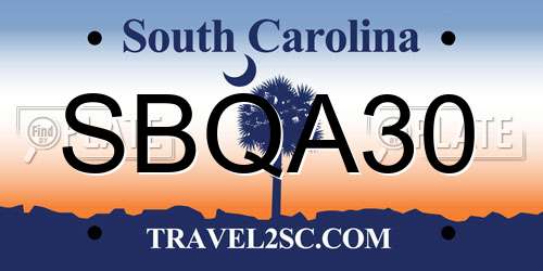 SBQA30 South Carolina License Plate
