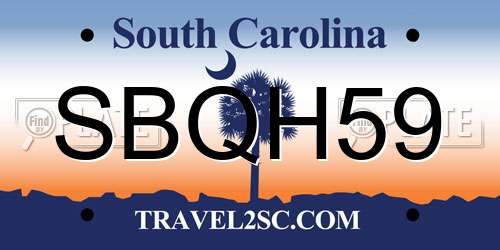 SBQH59 South Carolina License Plate