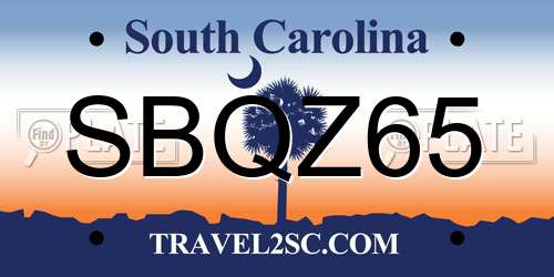 SBQZ65 South Carolina License Plate