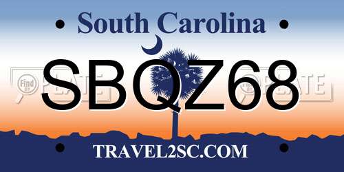 SBQZ68 South Carolina License Plate