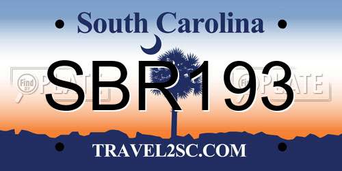 SBR193 South Carolina License Plate