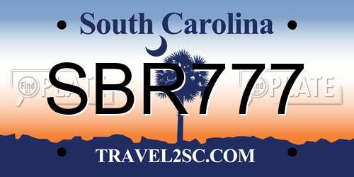 SBR777 South Carolina License Plate